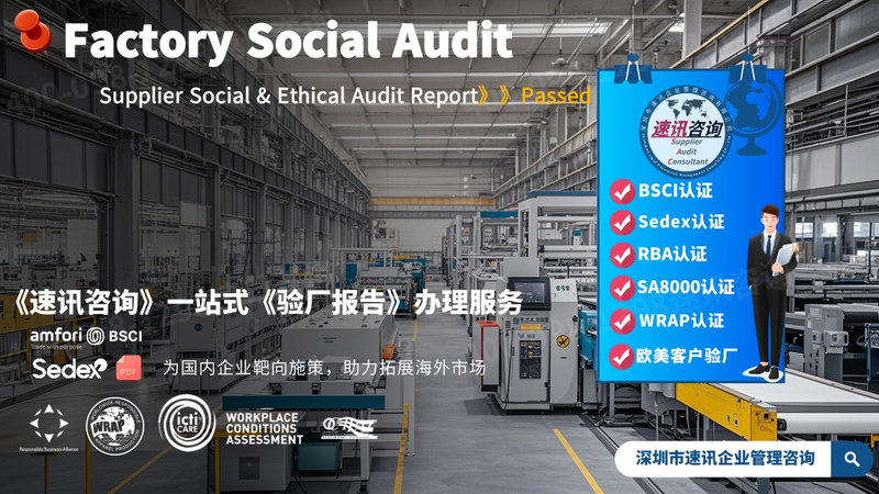 BSCI、Sedex、RBA、WRAP、SA8000、ICTI和WCA